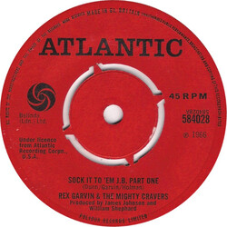 Rex Garvin & The Mighty Cravers Sock It To 'Em J.B. USED VINYL 7INCH 45 RPM SINGLE