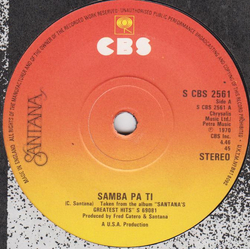 Santana Samba Pa Ti / Incident At Neshabur Vinyl 7" USED