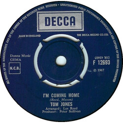Tom Jones I'm Coming Home USED VINYL 7INCH 45 RPM SINGLE