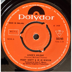 Peggy Scott & Jo Jo Benson Lover's Holiday / Here With Me Vinyl 7" USED