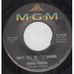 Johnny Tillotson Don't Tell Me It's Raining / Takin' It Easy USED VINYL 7INCH 45 RPM SINGLE