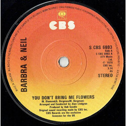 Barbra Streisand / Neil Diamond You Don't Bring Me Flowers VINYL 7" USED