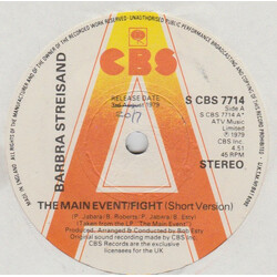 Barbra Streisand The Main Event / Fight USED VINYL 7INCH 45 RPM SINGLE PROMO