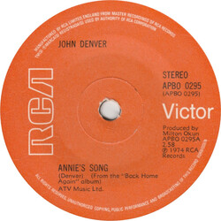 John Denver Annie's Song USED VINYL 7INCH 45 RPM SINGLE STEREO