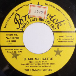 The Lennon Sisters Shake Me I Rattle (Squeeze Me I Cry) USED VINYL 7INCH 45 RPM SINGLE PROMO