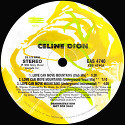 Céline Dion Love Can Move Mountains VINYL 12" USED