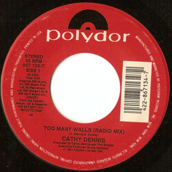 Cathy Dennis Too Many Walls USED VINYL 7INCH 45 RPM STEREO