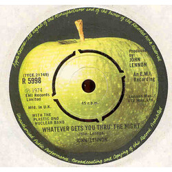 John Lennon Whatever Gets You Thru' The Night USED VINYL 7INCH 45 RPM SINGLE