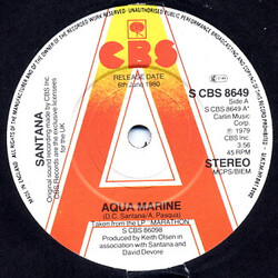 Santana Aqua Marine USED VINYL 7INCH 45 RPM PROMO STEREO
