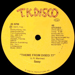 Sassy Theme From Disco 77 USED VINYL 12INCH 45 RPM