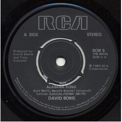 David Bowie Alabama Song USED VINYL 7INCH 45 RPM SINGLE STEREO