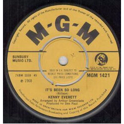 Kenny Everett It's Been So Long / Without Her USED VINYL 7INCH 45 RPM SINGLE