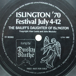 Dusky Ruthe The Bailiff's Daughter Of Islington Flexi-disc USED