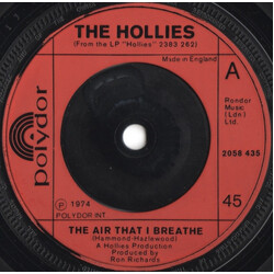 The Hollies The Air That I Breathe VINYL 7" USED