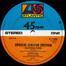 Cerrone Supernature / Give Me Love USED VINYL 12INCH 45 RPM LIMITED EDITION SPECIAL EDITION STEREO