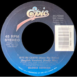 Gloria Estefan Oye Mi Canto (Hear My Voice) USED VINYL 7INCH 45 RPM SINGLE