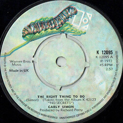 Carly Simon The Right Thing To Do USED VINYL 7INCH 45 RPM SINGLE