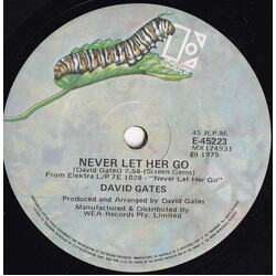 David Gates Never Let Her Go USED VINYL 7INCH 45 RPM SINGLE