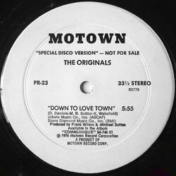 The Originals / Tata Vega Down To Love Town / Full Speed Ahead USED VINYL 12INCH 33 S RPM PROMO