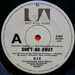 Man Don't Go Away / Back Into The Future USED VINYL 7INCH 45 RPM SINGLE
