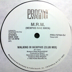 M.R.M. Walking In Memphis USED VINYL 12INCH 33 S RPM PROMO