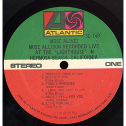 Mose Allison Mose Alive! Vinyl LP USED