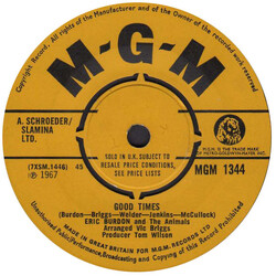 Eric Burdon & The Animals Good Times USED VINYL 7INCH 45 RPM SINGLE