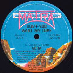Vera (2) Don't You Want My Love USED VINYL 12INCH 33 S RPM