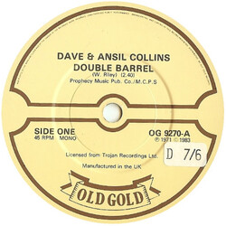 Dave & Ansel Collins Double Barrel / Monkey Spanner USED VINYL 7INCH 45 RPM SINGLE MONO