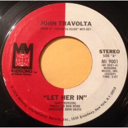 John Travolta Let Her In / Whenever I'm Away From You USED VINYL 7INCH 45 RPM SINGLE