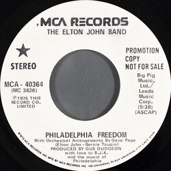 Elton John Band Philadelphia Freedom USED VINYL 7INCH 45 RPM PROMO STEREO MONO