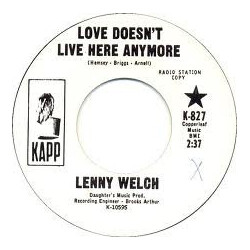 Lenny Welch Love Doesn't Live Here Anymore / Let's Start All Over Again USED VINYL 7INCH SINGLE 45 RPM PROMO