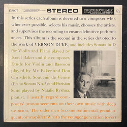 Vernon Duke Sonata in D / Etude for Violin and Bassoon / Souvenir de Venise / Parisian Suite Vinyl LP USED