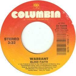 Warrant Blind Faith USED VINYL 7INCH 45 RPM SINGLE STYRENE