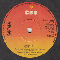 Santana Samba Pa Ti USED VINYL 7INCH 45 RPM SINGLE REISSUE