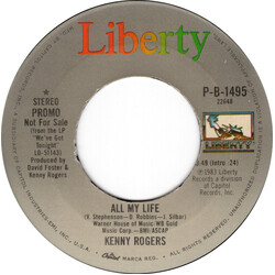Kenny Rogers All My Life USED VINYL 7INCH 45 RPM SINGLE PROMO STEREO