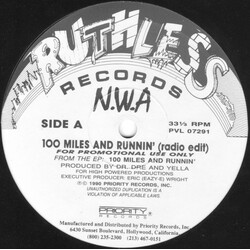 N.W.A. 100 Miles And Runnin' USED VINYL 12INCH 33 S RPM SINGLE PROMO