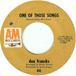 Don Francks One Of Those Songs USED VINYL 7INCH 45 RPM