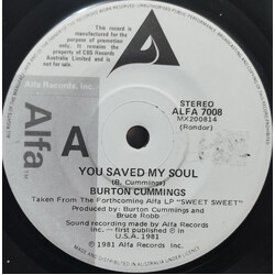Burton Cummings You Saved My Soul / Real Good USED VINYL 7INCH 45 RPM SINGLE PROMO STEREO