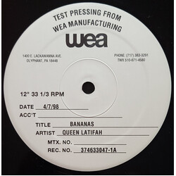 Queen Latifah Bananas USED VINYL 12INCH TEST PRESSING 33 S RPM