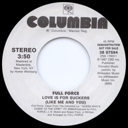 Full Force Love Is For Suckers (Like Me And You) VINYL 7" USED