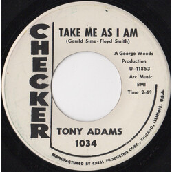 Tony Adams (8) Take Me As I Am USED VINYL 7INCH 45 RPM PROMO