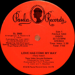 Tony Valor Sounds Orchestra Love Has Come My Way USED VINYL 12INCH 33 S RPM STEREO