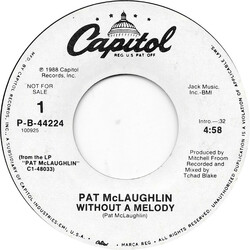 Pat McLaughlin Without A Melody USED VINYL 7INCH 45 RPM SINGLE PROMO