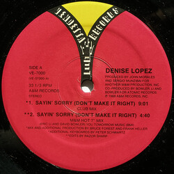 Denise Lopez Sayin' Sorry (Don't Make It Right) USED VINYL 12INCH 33 S RPM