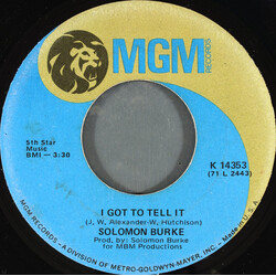 Solomon Burke I Got To Tell It / Love's Street And Fool's Road USED VINYL 7INCH 45 RPM SINGLE