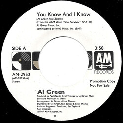 Al Green You Know And I Know USED VINYL 7INCH 45 RPM PROMO