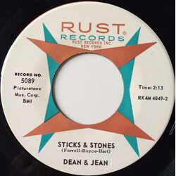 Dean & Jean Sticks & Stones USED VINYL 7INCH 45 RPM SINGLE