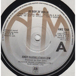 Andy Fairweather-Low Be Bop 'N' Holla USED VINYL 7INCH 45 RPM SINGLE
