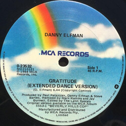 Danny Elfman Gratitude USED VINYL 12INCH 45 RPM SINGLE